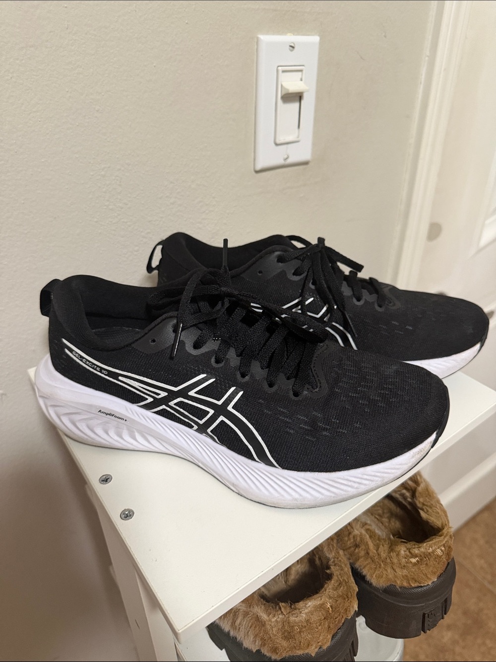 Asics Black & White Mesh Running Shoes